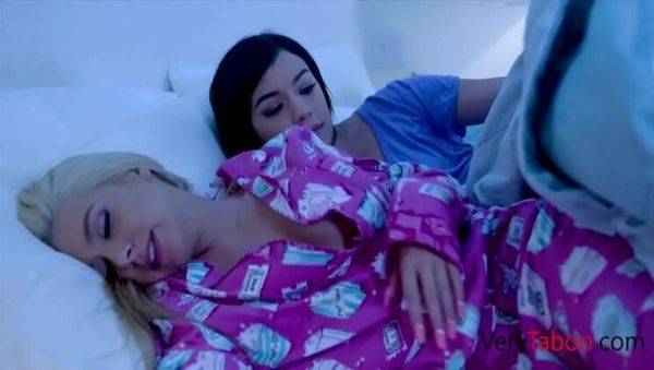 Play the complete clip : Hot Latina Stepdaughter Fucks Busty Stepmom - Honey Blossom & Savannah Sixx Lesbian Action