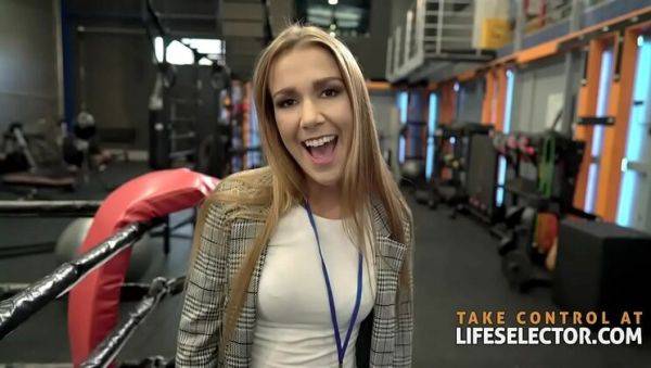 View hardcore clip of : Hot Blonde Reporter Alexis Gets Fucked Hard By Stud Trainer While Trainee Cherry Watches