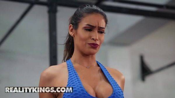 Watch the uncut video named : Katana Kombat Sneaky Gym Sex - Blowjob & Doggystyle - Big Tits Brunette Workout Fuck