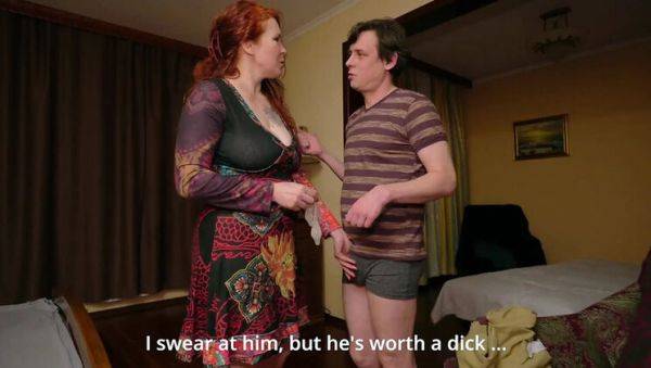 Enjoy watching this HD movie named : Indigo Sin MILF Scolding Step Son With Blowjob and Creampie - Big Natural Tits Redhead Riding