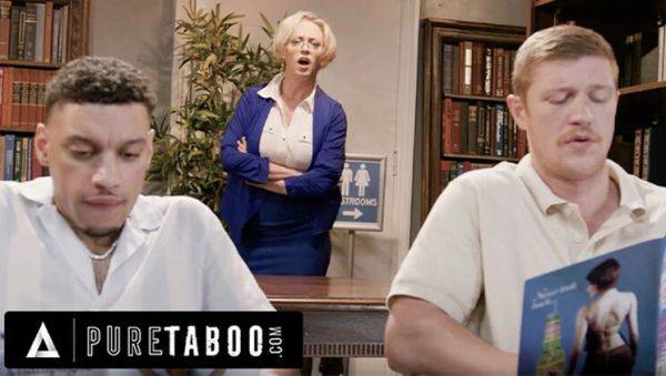 Enjoy watching hardcore movie titled : Caught Masturbating Librarian Dee Williams Fucks Hard in Public Library Threesome