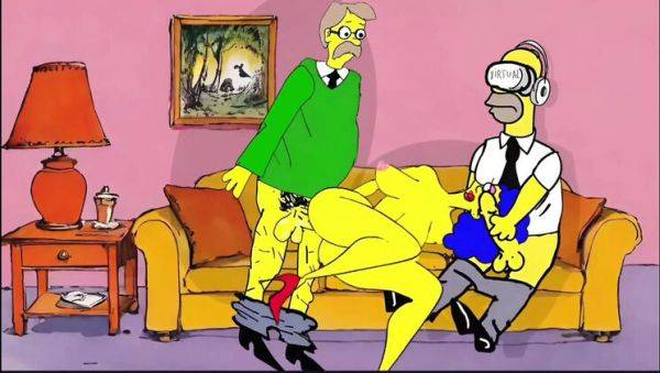 Watch the HD clip titled : Neighbor Fucks Horny Housewife While Hubby Watches Porn on Couch