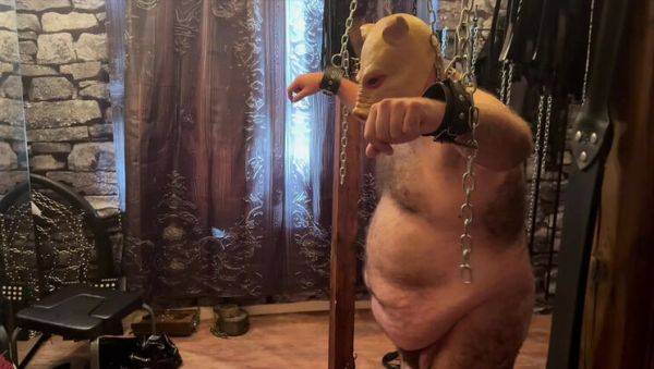 Enjoy watching uncut video : Domina Satana Dominates Piggy with Sensual BDSM Play in Dungeon