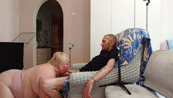 Enjoy watching full clip titled : MILF Mom Jerks Friend's Dick and Gives Blowjob Until He Cums