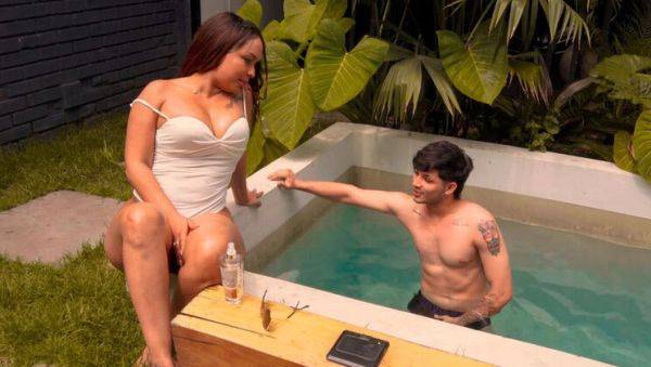 Enjoy watching the hardcore clip called : Big Cock Colombian MILF Fucked Doggy Style By Daughter's Boyfriend - Huge Cumshots