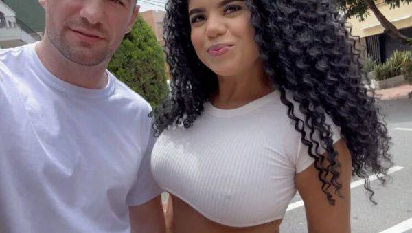 Play this hardcore video called : Big Tits Latina Squirts Hard on Huge White Cock in Sexy Lingerie