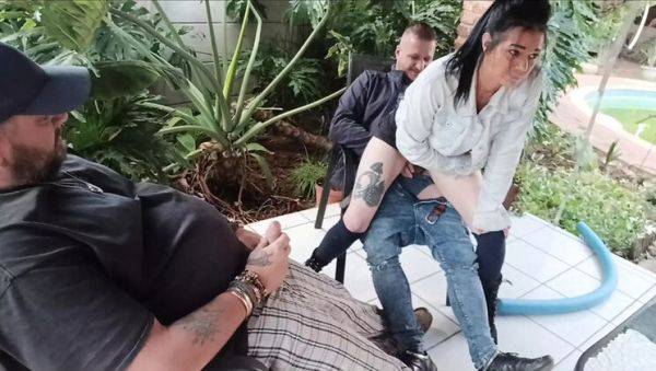 Stream this full clip titled : Shy Virgin Stepsister Fucked Hard by Horny Stepbrother While Friend Jerks Off in Garden