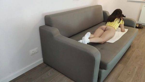 Stream this full clip : Amateur Teen Mira Lime Fucks on Couch - Shaking Orgasm and Cum on Ass