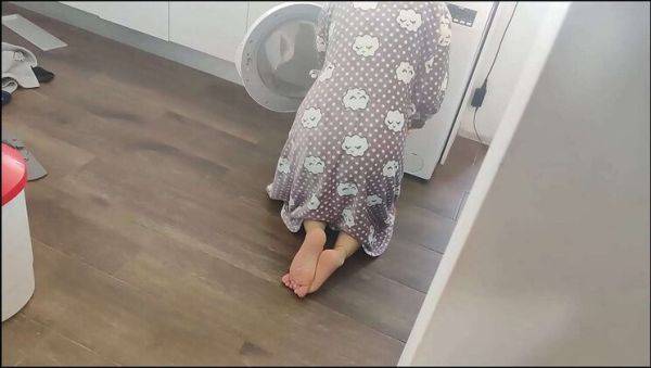 Watch uncensored scene titled : Asian MILF Squirting Miss gets doggy style fucked in washing machine by Hard Rock's big cock, cumshot on ass