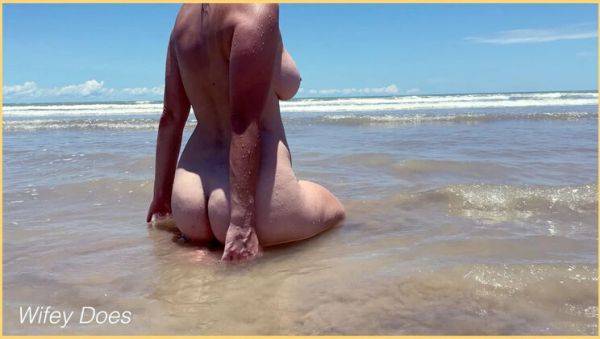 Watch the complete clip titled : Wifey Flashes Big Tits at Public Beach - Amateur MILF Exhibitionist
