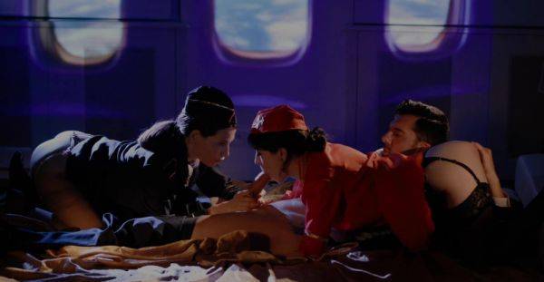 Enjoy watching this uncensored clip named : Stewardess Subil Arch and Anna De Ville in hot threesome