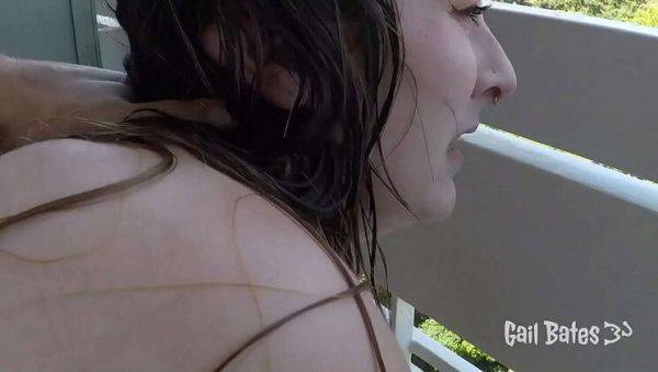 Play the HD movie called : Stepsister caught naked on balcony gets public creampie fuck - CNC roleplay with Gail Bates