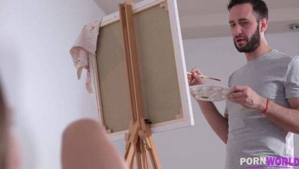 Play uncensored movie called : Teen Model Irina Cage, with Big Tits, Gets a Facial from Stud Painter