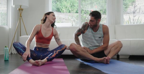 Watch uncut scene : Coach fucked skinny yoga girl Victoria Sunshine on the sofa