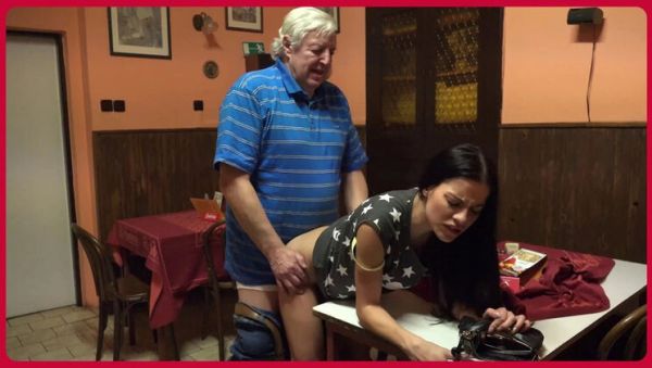 Stream this uncut clip of : Brunette Twins Blowjob Threesome With Old Man In Public - POV Fucking & Doggy Style