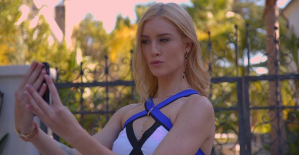 Stream this uncensored scene named : Skinny teen Mazzy Grace rides cock in doggy style on the bed