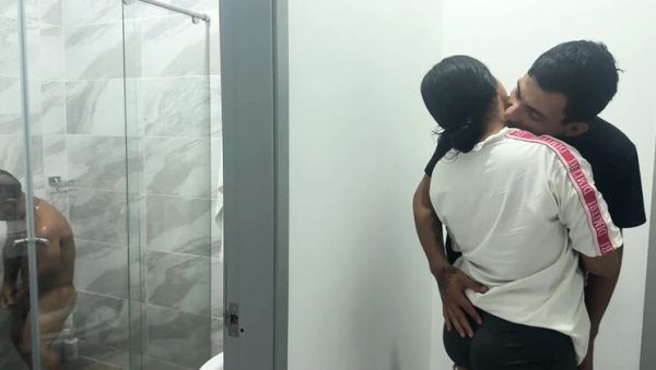 Play this hardcore video titled : Cheating wife gets anal creampie from lover while husband showers