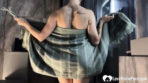 Enjoy watching hardcore movie of : Busty Blonde GF With Amazing Big Tits Masturbates in Shower While I Record Her