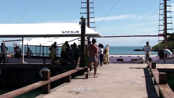 Watch the full video of : Babalu gets her holes filled with cock while cruising the sea