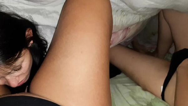 Play HD clip named : Neighbor Licks Pussy Under the Blanket While My Girlfriend Watches and Masturbates – Surprise Threesome