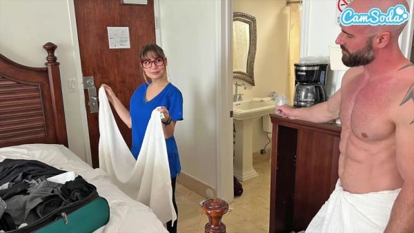 Enjoy watching the uncensored scene of : Danny Steele In The Naughty Hotel Maid And The Thick Cock Surprise: Towel Drop Cum On Tits And Creampie For 5 Bucks