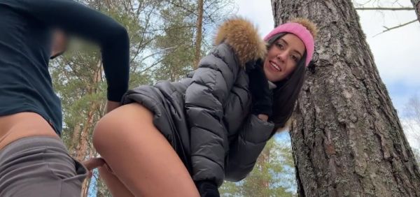 Enjoy watching complete video named : Real Sex in Winter Snowy Forest with Cum in Pussy - Creampie