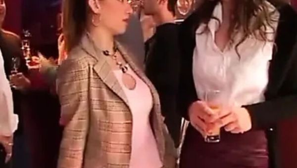 Enjoy watching the uncut scene : Two Slutty Girls in Night Club Suck and Ride a Giant Hard Cock