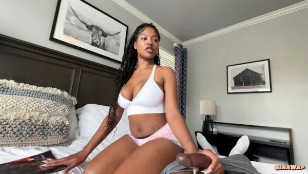 Enjoy watching HD clip titled : Gina Wap Big Tits Blowjob POV - Roommate's Girlfriend Sucks Hard Cock While Reading