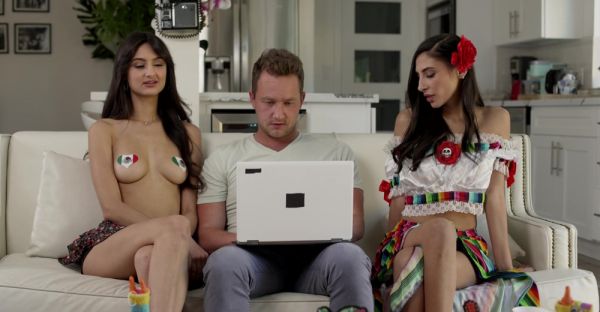 Play the HD clip called : Van Wylde's big dick pleases three stunning babes in an HD threesome