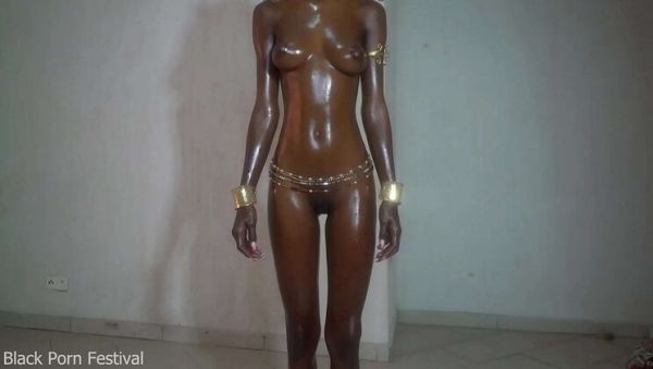 View this full scene called : Dolcina's Perfect Skinny Black Body With Oily Tits Solo