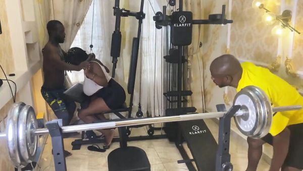 Watch the uncensored movie titled : Big Ass Fitness Threesome - Gym BBC Doggy Style with Switcock