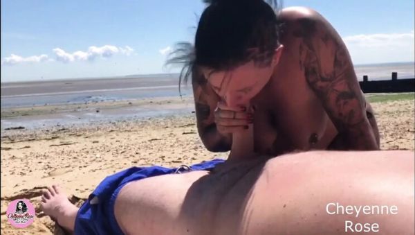 Stream HD scene named : Cheyenne Rose Blowjob on Beach - Big Natural Tits British MILF Sucks Cock for Cumshot Facial