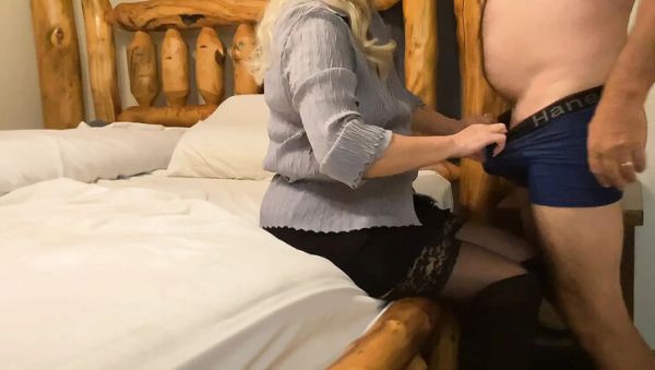 Play uncensored video named : Quick Morning Fuck Before Work - Sallylittle75 Mature Blonde in Stockings & Skirt
