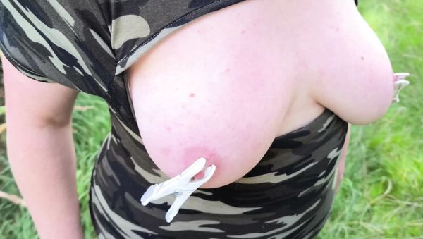 Enjoy watching this hardcore clip named : Bouncy Tits Hiking Adventure: Nipple Clamp Torture & Public BDSM