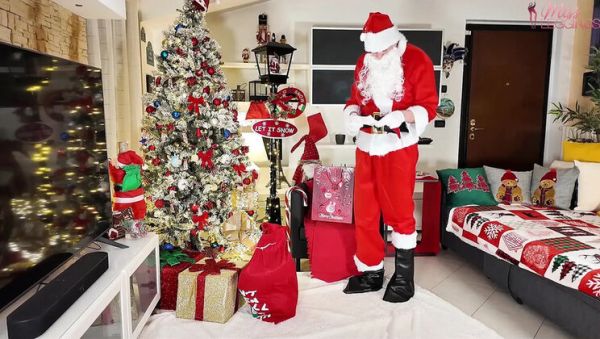 Watch this HD video of : Italian Stepmom in Lingerie Gets Excited with Viagra for Santa - Blowjob & Doggystyle Christmas Roleplay