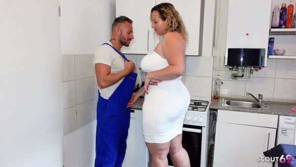 View this hardcore clip called : German BBW Wife Kathy Deep Cheats with Repairman - Big Natural Tits Kitchen Fuck