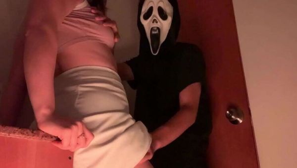 Enjoy watching complete video of : Blonde Babe Natasha Bull Home Alone Halloween Horror - Bathroom Blowjob & Standing Doggy Cum in Mouth