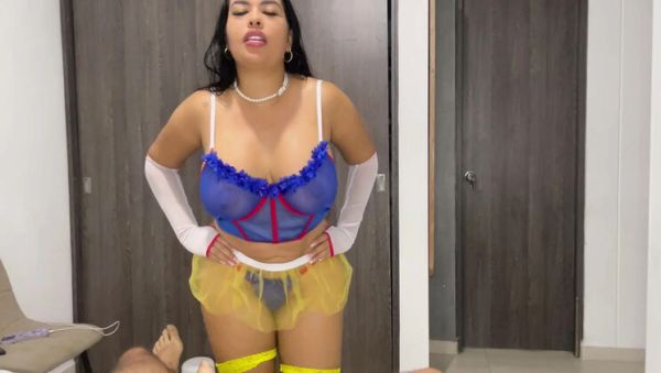 Play uncensored clip titled : Latina Slut Lalucero Bounces Her Big Oily Ass on My Cock - Halloween Night POV