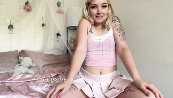 View the complete clip of : Bambi Paige Hot Blonde Teacher JOI Jerk Off Instructions After School POV