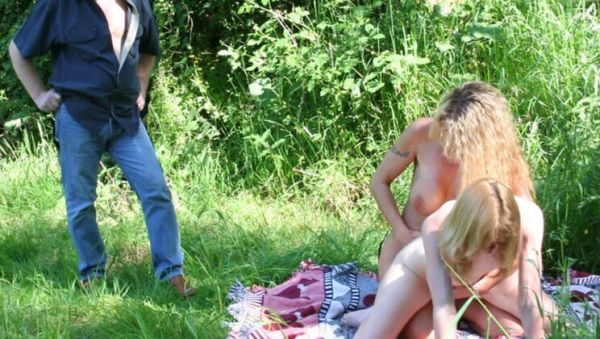Enjoy watching the full clip called : Natasha Stone & Laura Fox - Perverted Voyeur Watches Docile Lesbian Outdoor Threesome