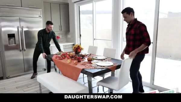Stream this uncensored movie of : Teen Jasmine Grey Fucks Best Friend's Stepdad Under Table on Thanksgiving
