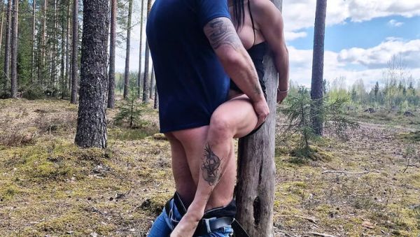 Play the uncensored scene of : Handcuffed MILF Fucked Hard in Public Forest - Doggy Style & Cumshot