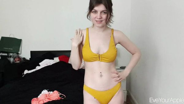 Watch the HD video titled : Petite Brunette Teen EveYourApple Bikini Try On Haul - Amateur Hairy Homemade HD