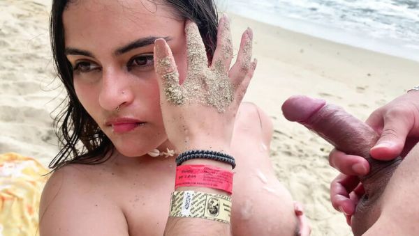 Enjoy watching the HD video of : Colombian Amateur Wife Fucks Husband's Best Friend on Nude Beach - Homemade Blowjob & Cowgirl Sex in 4K