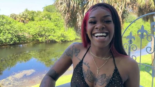 Play the full clip of : Harmony Barz Fucks Her White Neighbor - Amateur Interracial POV with Blowjob & Cum Swallowing