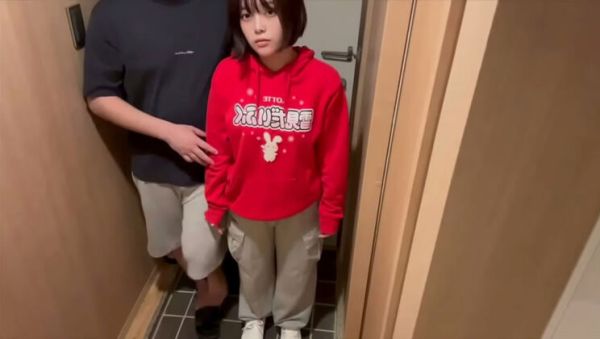 Watch HD scene : Japanese GF Momoka & Nono Fuck at Front Door After Store Trip - Amateur Asian Blowjob