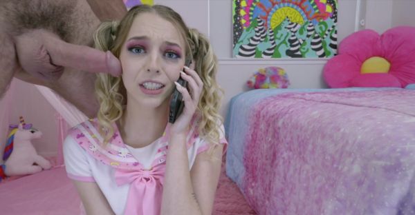 Play uncensored movie of : Charles Dera fucked cute teen Lily Larimar on the bed