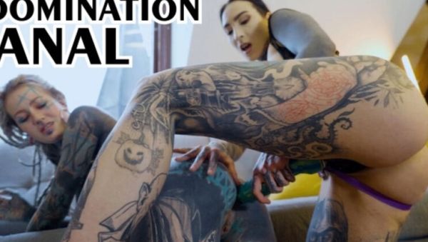 Play the full movie of : Anal Strap-On Fucking with Tattooed Burlesque Lesbians - Anuskatzz & Lily Lu Hardcore Gaping