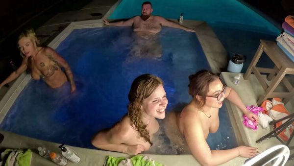 Enjoy watching this complete clip called : Blonde MILFs Scarlett Gushes, Scarlett Venom & Deliah Grace Have Hot Orgy in Pool