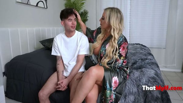 View uncut movie named : Curvy MILF Tempts Teen with Huge Cock